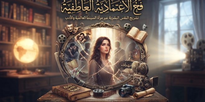 اريد توليد صورة لهذا العنوان فخ الاعتمادية العاطفية: تشريح النفس البشرية عبر مرآة السينما العالمية والأدب